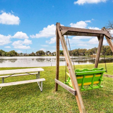 swing overlooking lake