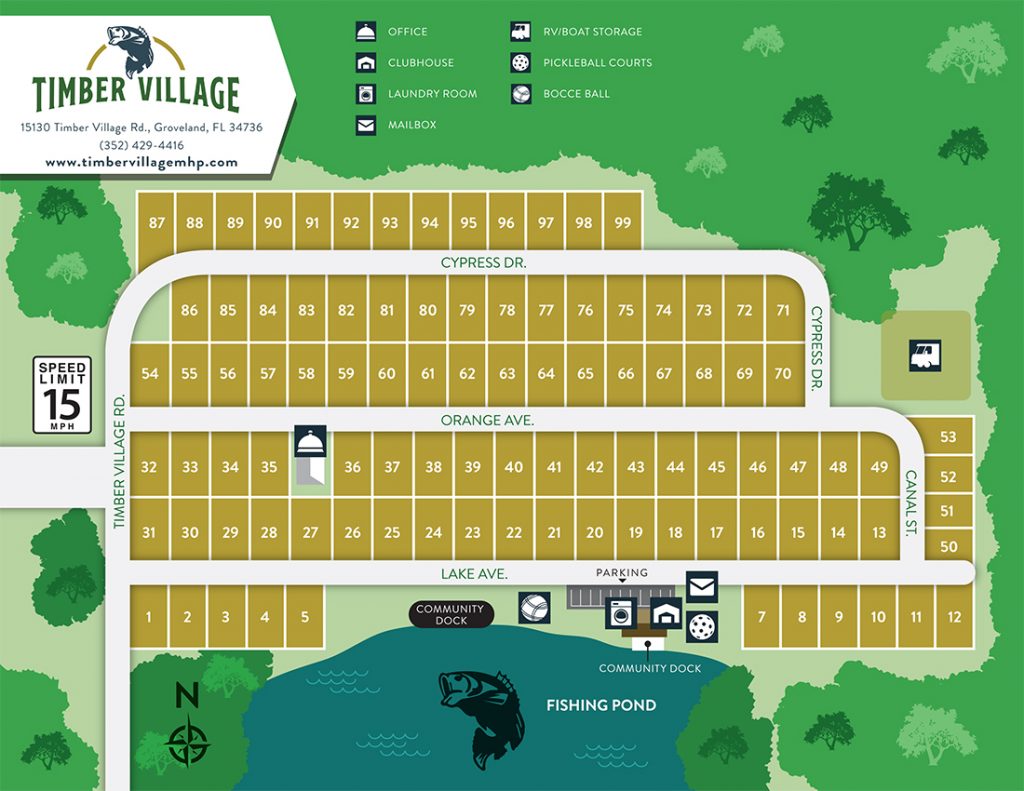 Community Map Of Timber Village Mobile Home Sites Groveland, FL